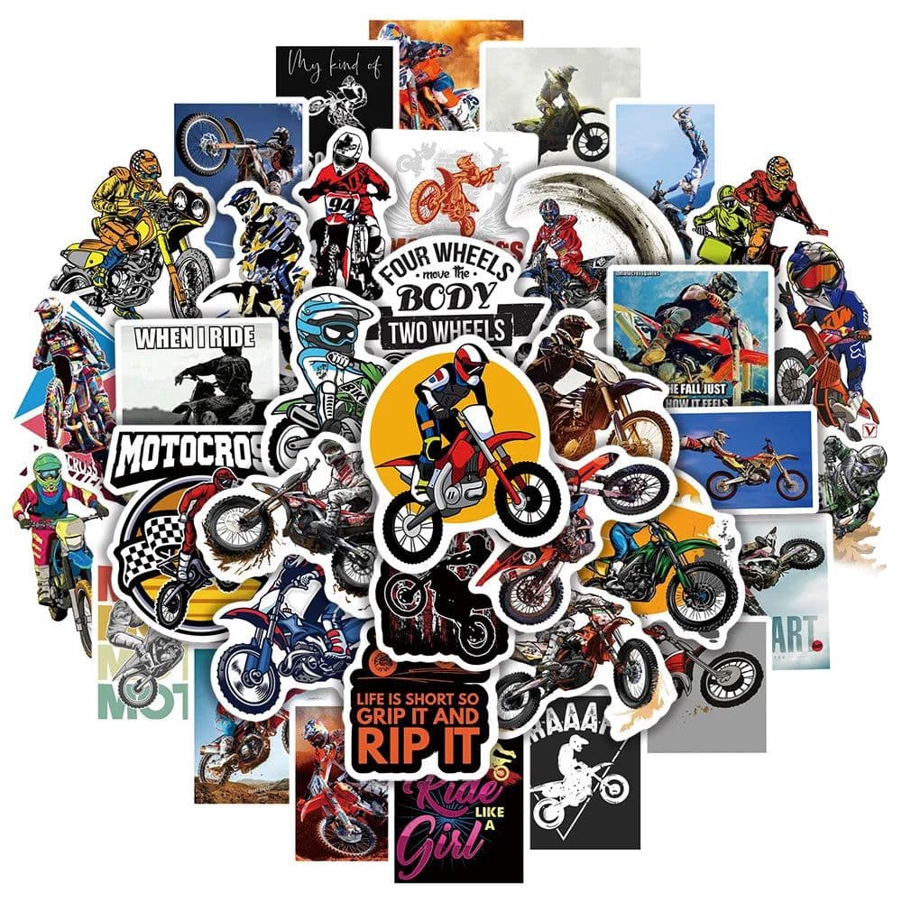 image-Cool Waterproof MTB Motorcycle Stickers Decals - 10/30/50PCS Set