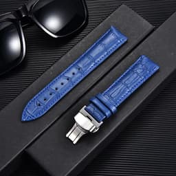 image-REMZEIM Leather Watchband with Butterfly Clasp - Stylish & Durable Strap