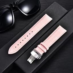 image-REMZEIM Leather Watchband with Butterfly Clasp - Stylish & Durable Strap
