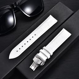 image-REMZEIM Leather Watchband with Butterfly Clasp - Stylish & Durable Strap