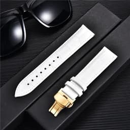image-REMZEIM Leather Watchband with Butterfly Clasp - Stylish & Durable Strap