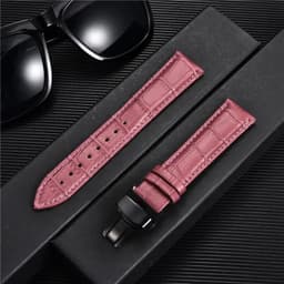 image-REMZEIM Leather Watchband with Butterfly Clasp - Stylish & Durable Strap