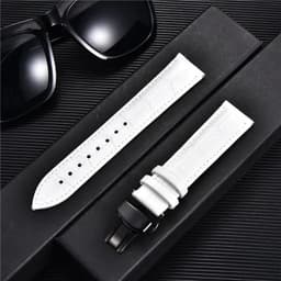 image-REMZEIM Leather Watchband with Butterfly Clasp - Stylish & Durable Strap