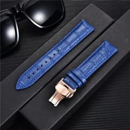 image-REMZEIM Leather Watchband with Butterfly Clasp - Stylish & Durable Strap