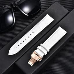 image-REMZEIM Leather Watchband with Butterfly Clasp - Stylish & Durable Strap