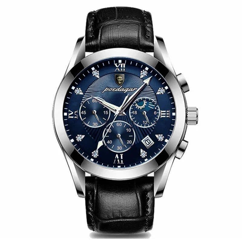 image-POEDAGAR Luminous Quartz Wristwatch with Complete Calendar & Water Resistance