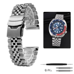 image-ZETHYDUM Stainless Steel Watchband 22mm Folding Buckle for Traditional Watches