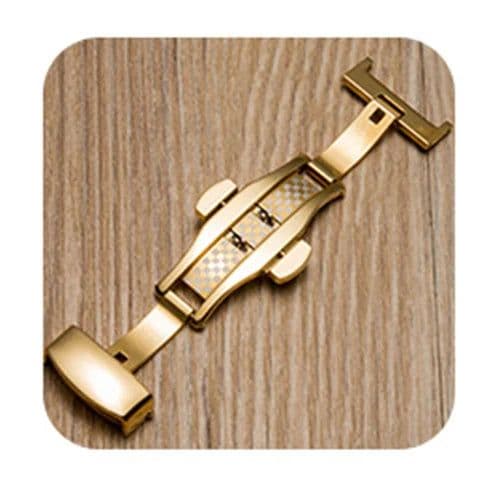 image-Qinband Butterfly Deployment Buckle Stainless Steel Watchband Clasp 10mm-22mm