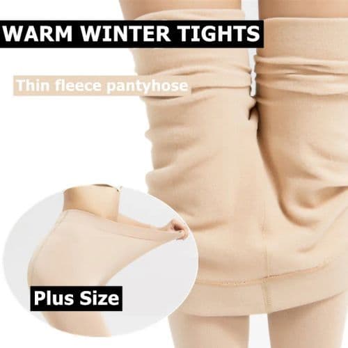 image-DOIAESKV 120D Fleece Tights - Warm & Stretchy Plus Size for Autumn Winter