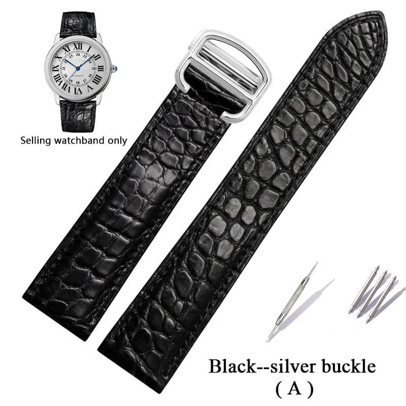 image-Premium Alligator Leather Watch Band for TANk SOLO - Durable & Stylish Accessory