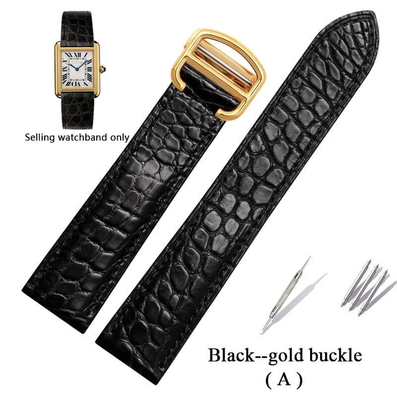 image-Premium Alligator Leather Watch Band for TANk SOLO - Durable & Stylish Accessory