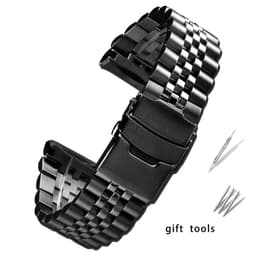 image-ZETHYDUM Stainless Steel Watchband 22mm Folding Buckle for Traditional Watches