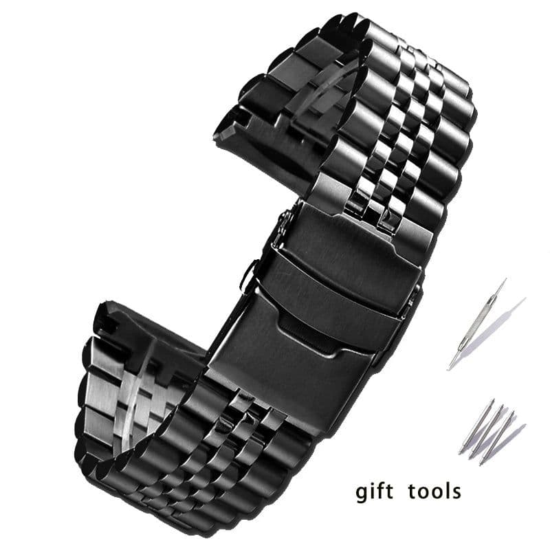 image-ZETHYDUM Stainless Steel Watchband 22mm Folding Buckle for Traditional Watches