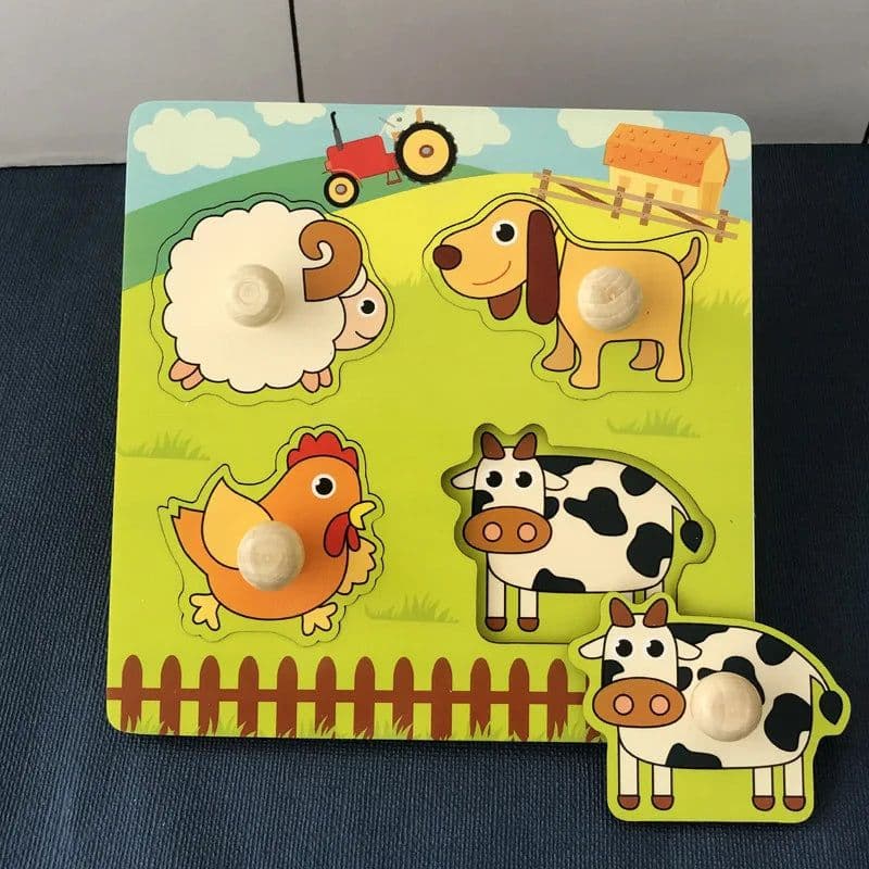 image-SUNVERY Educational Wooden Puzzle - Safe & Colourful Learning Toy