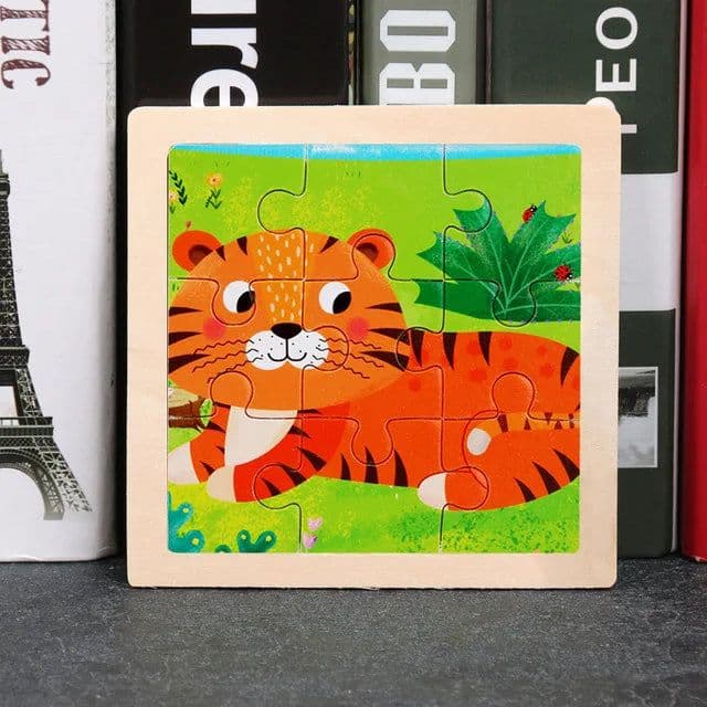 image-YunDuo BaBy Educational 3D Wooden Animal Puzzle for Children Age 3-6