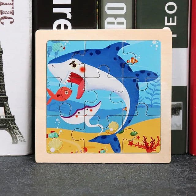 image-YunDuo BaBy Educational 3D Wooden Animal Puzzle for Children Age 3-6