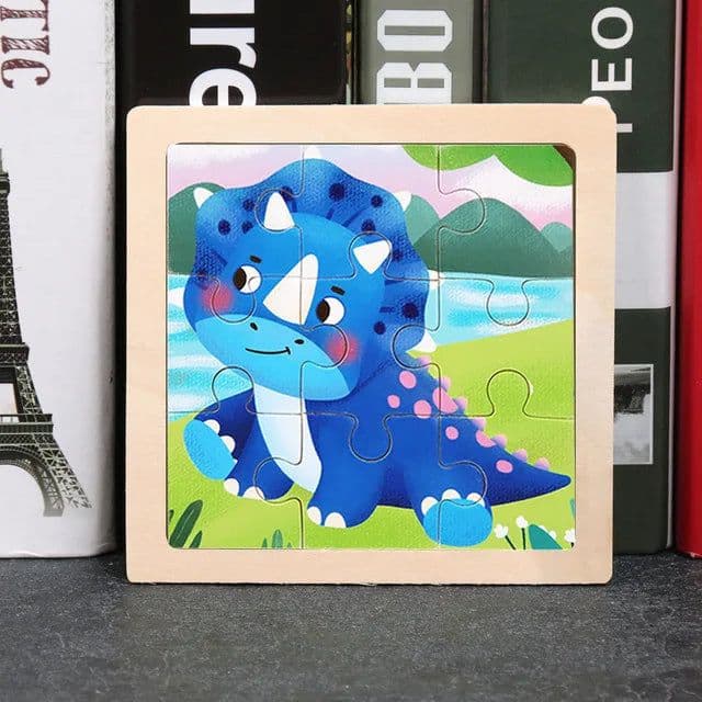 image-YunDuo BaBy Educational 3D Wooden Animal Puzzle for Children Age 3-6