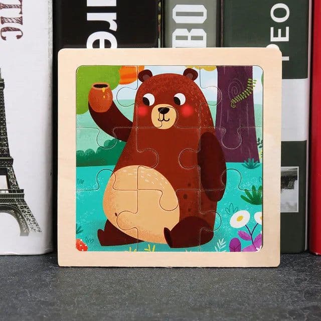 image-YunDuo BaBy Educational 3D Wooden Animal Puzzle for Children Age 3-6