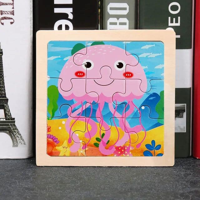 image-YunDuo BaBy Educational 3D Wooden Animal Puzzle for Children Age 3-6