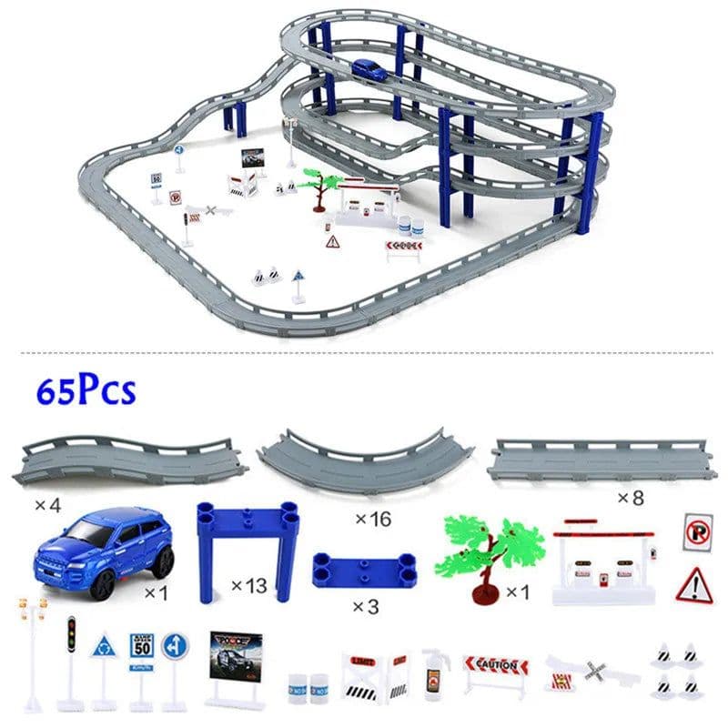 image-Electric Racing Rail Car Set – Fun 48/53/65PCS DIY Model Train Toys