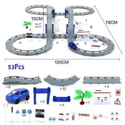 image-Electric Racing Rail Car Set – Fun 48/53/65PCS DIY Model Train Toys