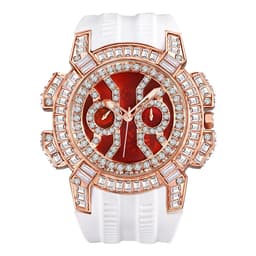 image-MISSFOX Luxury Iced Out Quartz Watch with Diamond Bezel & Calendar Function