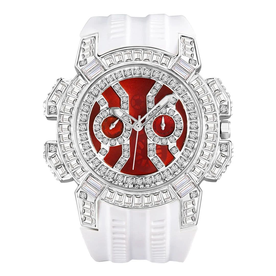 image-MISSFOX Luxury Iced Out Quartz Watch with Diamond Bezel & Calendar Function