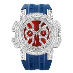 image-MISSFOX Luxury Iced Out Quartz Watch with Diamond Bezel & Calendar Function