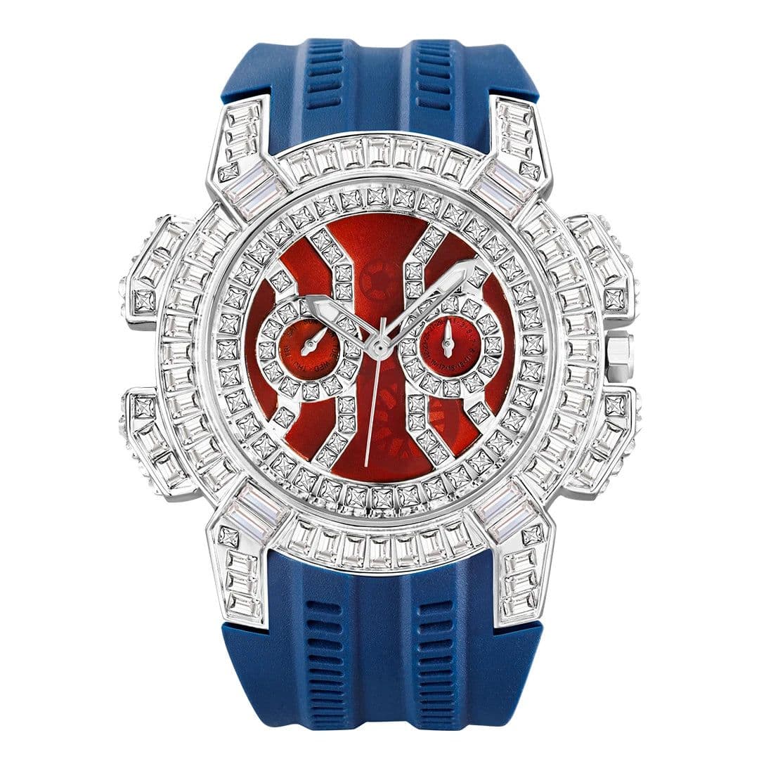image-MISSFOX Luxury Iced Out Quartz Watch with Diamond Bezel & Calendar Function