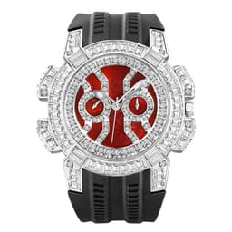 image-MISSFOX Luxury Iced Out Quartz Watch with Diamond Bezel & Calendar Function