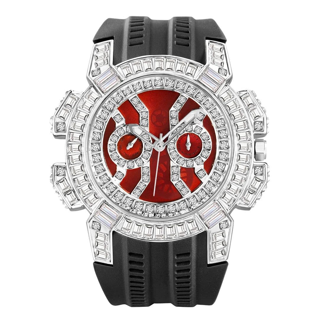 image-MISSFOX Luxury Iced Out Quartz Watch with Diamond Bezel & Calendar Function