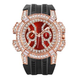 image-MISSFOX Luxury Iced Out Quartz Watch with Diamond Bezel & Calendar Function