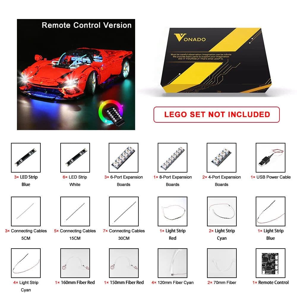 image-VONADO LED Light Kit for 42143 Daytona SP3 - Enhance Your Building Experience
