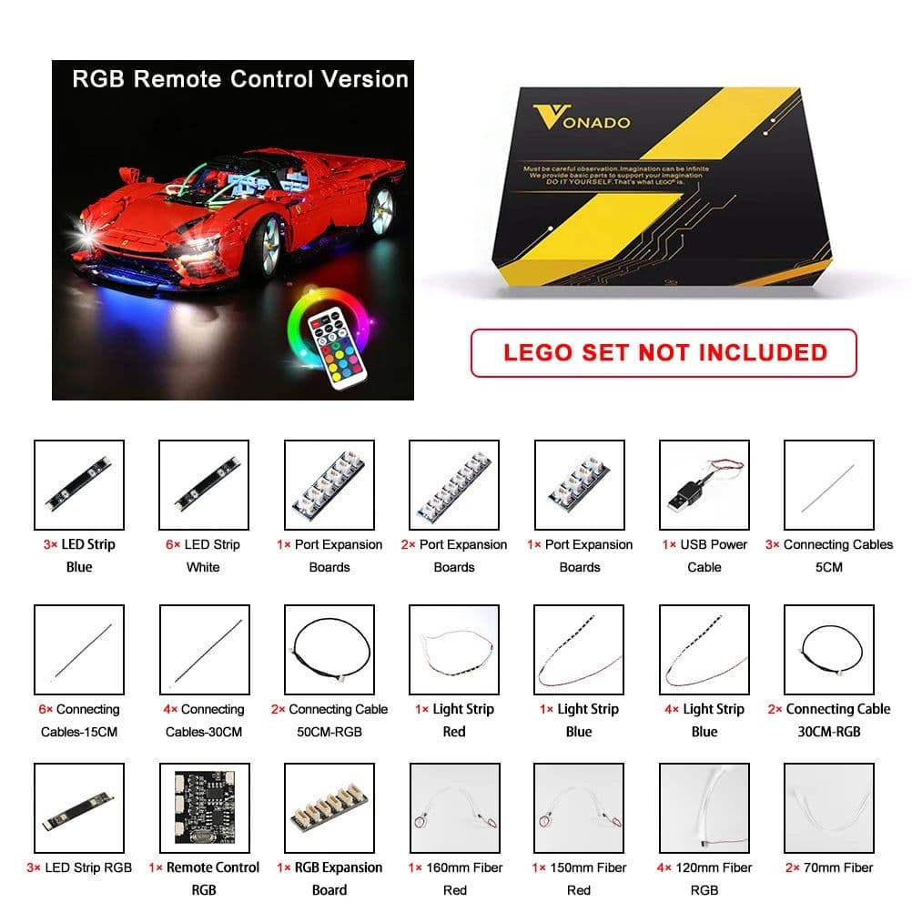 image-VONADO LED Light Kit for 42143 Daytona SP3 - Enhance Your Building Experience