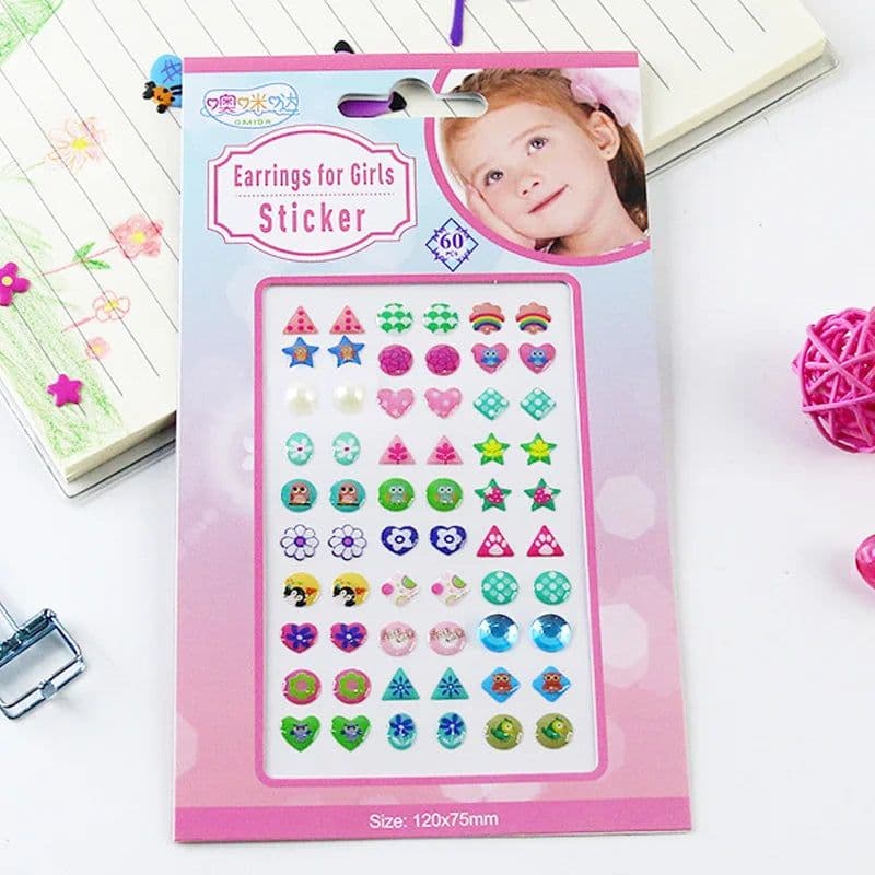 image-3D Gem Sticker Earrings - Glittery Sparkle Self-Adhesive Stickers - 60/180/300Pcs