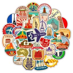 image-GOGOTU Waterproof World Landmark Travel Stickers - Cool Decals for Luggage