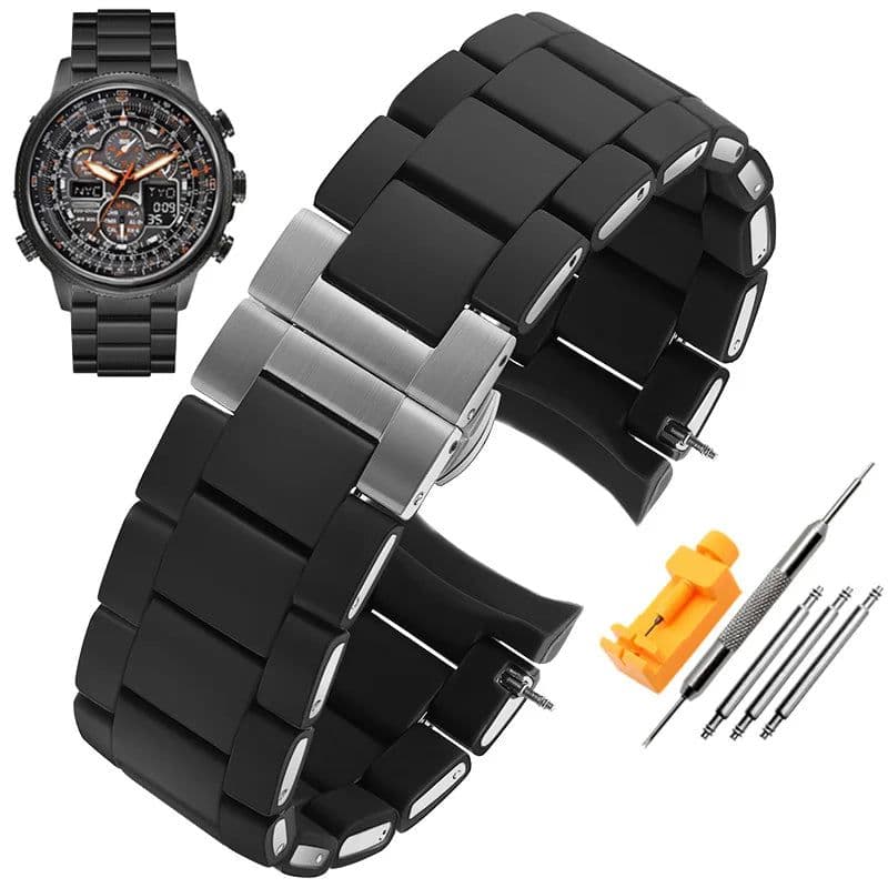 image-Carter Man Durable Rubber Watch Band for Citizen AT8020 & JY8035 22mm/23mm