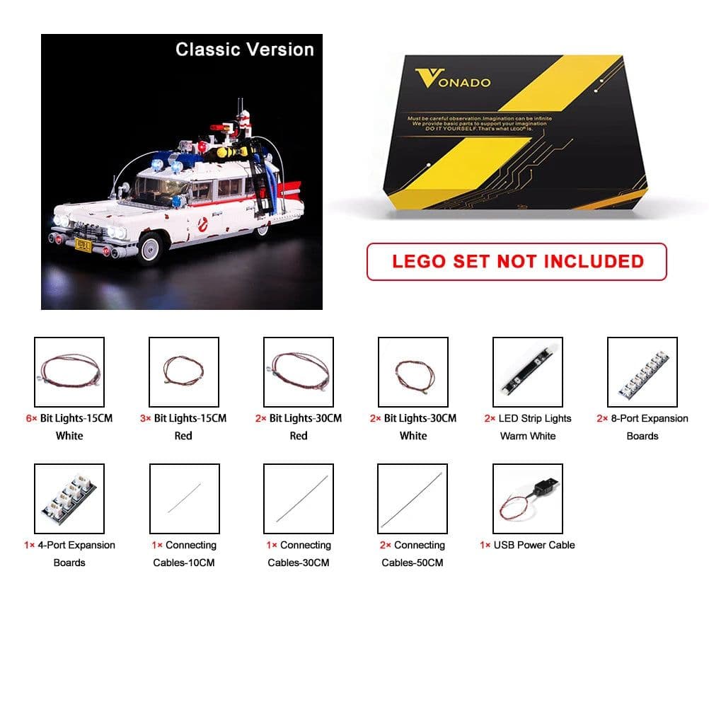 image-Vonado LED Lighting Set for Ghostbusters Ecto-1 Model 10274 - DIY Kit