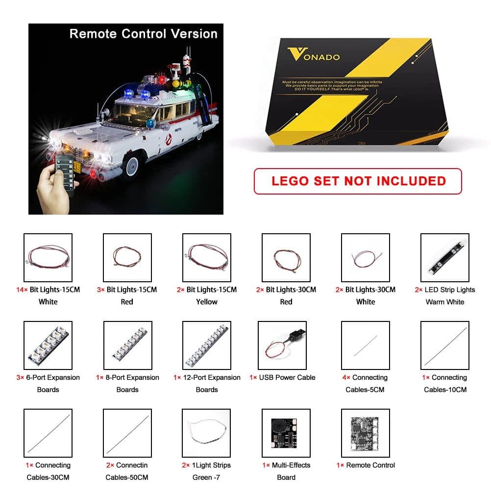 image-Vonado LED Lighting Set for Ghostbusters Ecto-1 Model 10274 - DIY Kit