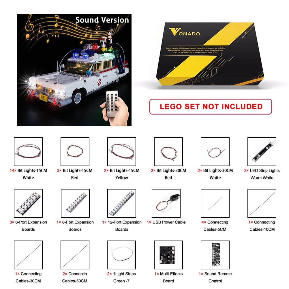 image-Vonado LED Lighting Set for Ghostbusters Ecto-1 Model 10274 - DIY Kit