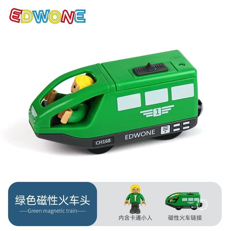 image-RC Electric Train Set with Wooden Tracks - Educational Fun for Kids