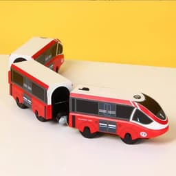 image-RC Electric Train Set with Wooden Tracks - Educational Fun for Kids