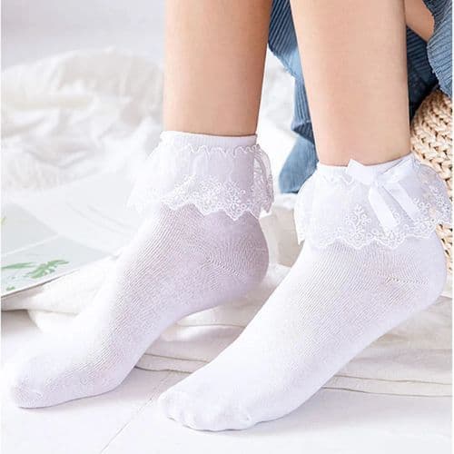 image-HEALMEYOU Lace Ruffle Ankle Socks Stylish Comfort for Casual Wear
