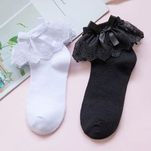 image-HEALMEYOU Lace Ruffle Ankle Socks Stylish Comfort for Casual Wear