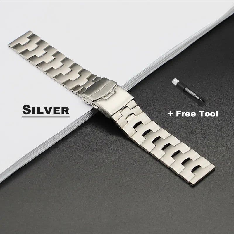 image-Geekthink Stainless Steel Replacement Strap for Samsung Galaxy Watch 4 46mm
