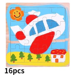 image-SUNVERY Animal Jigsaw Puzzle Set - Educational 6 Pack Wooden Toys for Toddlers