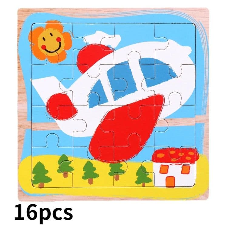 image-SUNVERY Animal Jigsaw Puzzle Set - Educational 6 Pack Wooden Toys for Toddlers