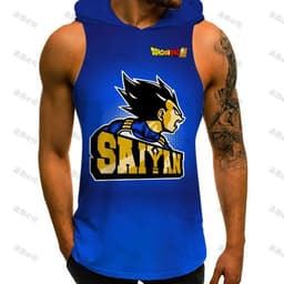 image-Bandai Dragon Ball Z Vest with Hood - Anime Cosplay Gym T-shirt