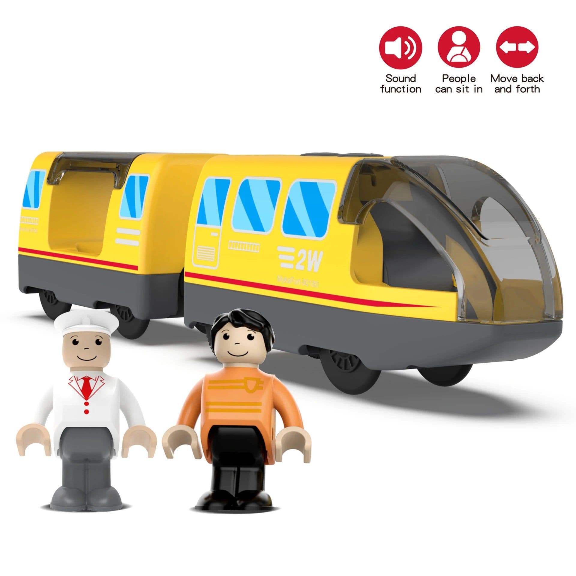 image-Hanma Battery Operated Bullet Train Set for Wooden Tracks with Lights & Sounds