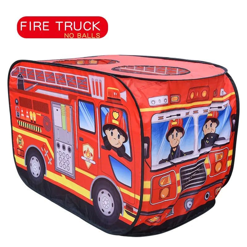 image-Children's Fire Truck Tent House - Indoor & Outdoor Play with Sunroof